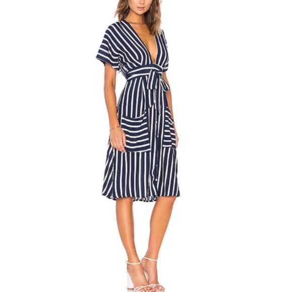 Faithfull the Brand Dresses & Skirts - FAITHFULL THE BRAND NAVY STRIPED MILAN MIDI